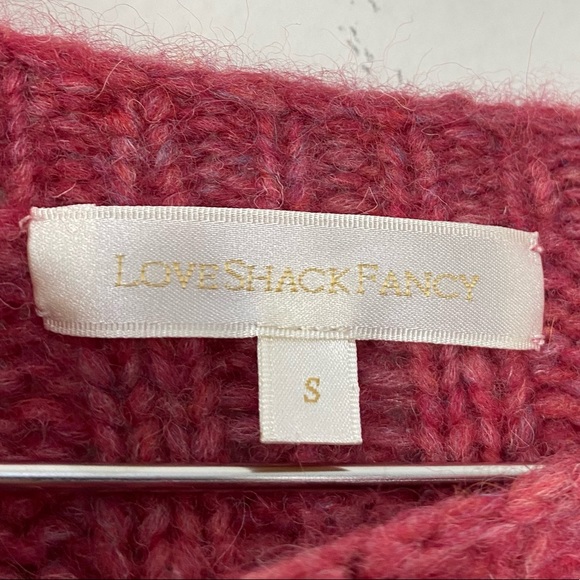 LoveShackFancy Kingston Rose Pink Fringe Sweater Alpaca Wool Blend - Picture 6 of 7